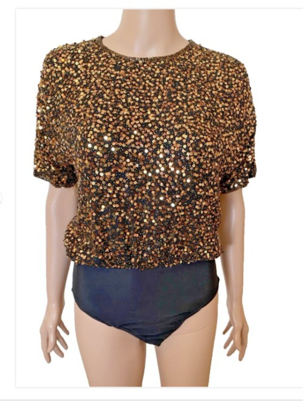 Vintage OLEG CASSINI Black Tie for Neiman Marcus Gold Bodysuit Silk Lined Small